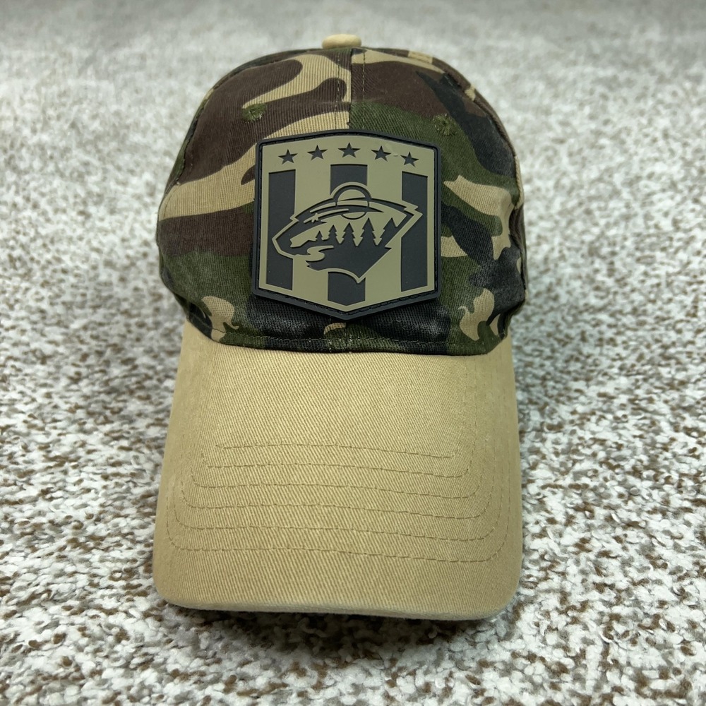 Minnesota Wild Hat Cap Strap Back Mens One Size Camo Tan NHL Hockey Dad Cap